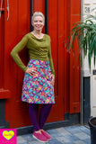 Sherry cotton corduroy skirt - flower garden purple Corduroy skirt Tantilly 