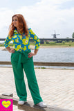 Lilou shirt - stretch stof - groene hibiscus shirt Tantilly 