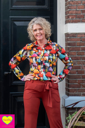 Kora lilou shirt -lange mouwen- katoen- paddestoelen feest!