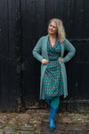 One dress- two sides 100% cotton reversible wrap dress- turquoise retro Reversible dress Tantilly 
