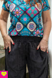 Corduroy baggy broek- velvet touch - casual & chique - katoen (niet stretch) - zwart pants Tantilly 