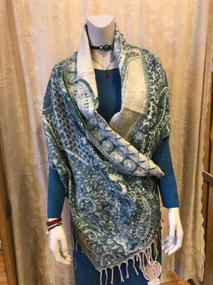 Paisley style- warm winter scarf - blue beauty Scarves Tantilly 