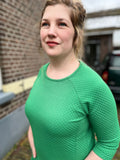 Hilde dress - new plain retro model- green Three quarter sleeves Tantilly 
