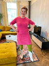 Hilde dress - new plain retro model- pink Three quarter sleeves Tantilly 