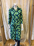 Kora lilou dress -7/8 sleeves- 80's retro flowers nature green Every day dress Tantilly 