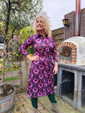 Kora lilou dress -7/8 sleeves- noya retro print purple vibe Every day dress Tantilly 