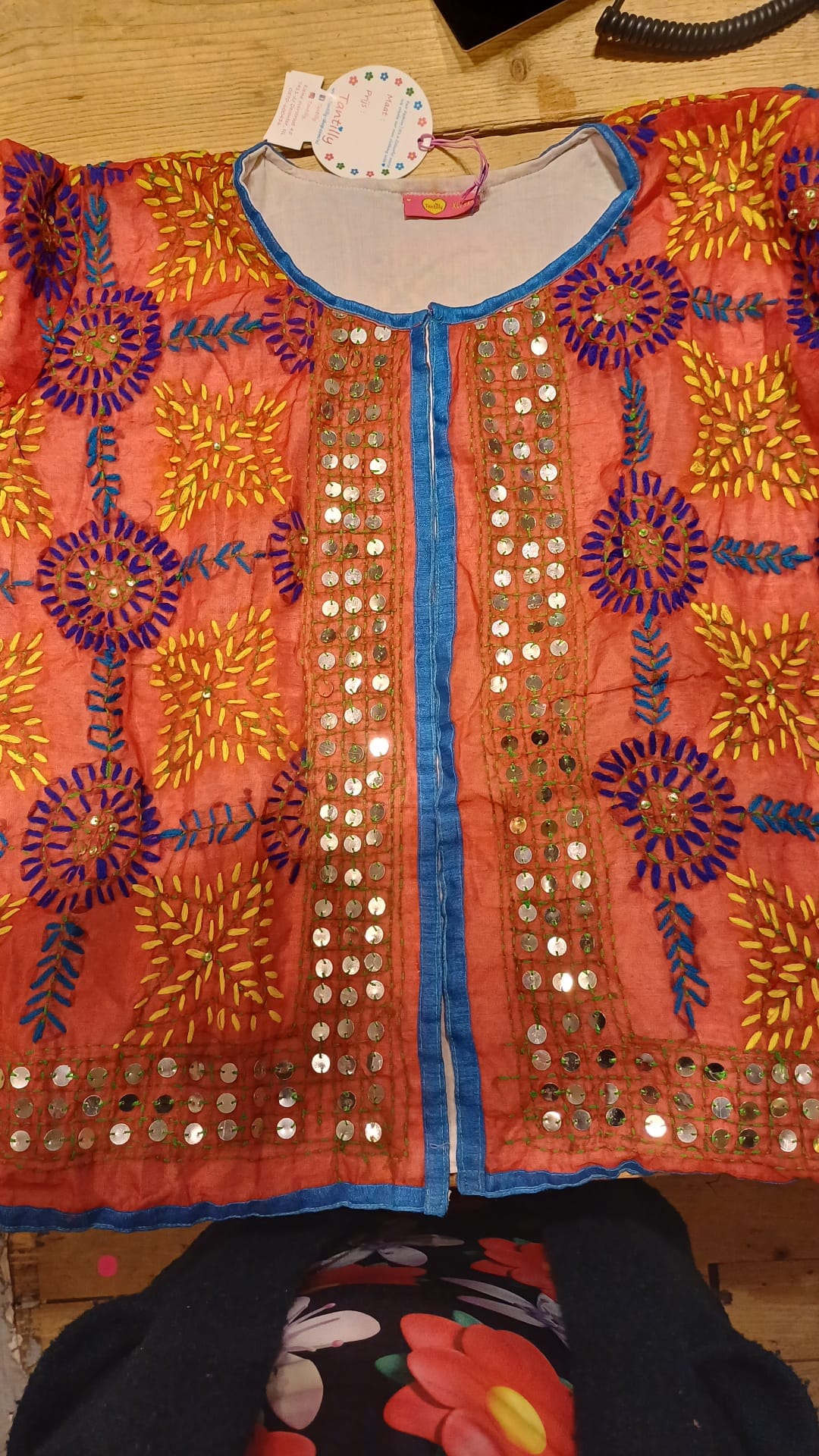 Embroidery boho jacket- inside cotton layer- made by Tantilly - brown sun