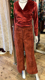 Corduroy velvet broek- velvet touch - casual & chique - katoen (niet stretch) - roestoranje