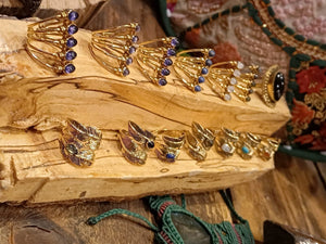 Handgemaakte verstelbare blad ring van messing- boho style
