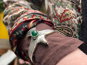 Brass armband met edelsteen- vogel liefde