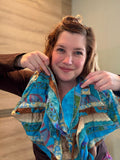 Tantilly's zijde stroken sjaal - turkoois tinten Scarves Tantilly 