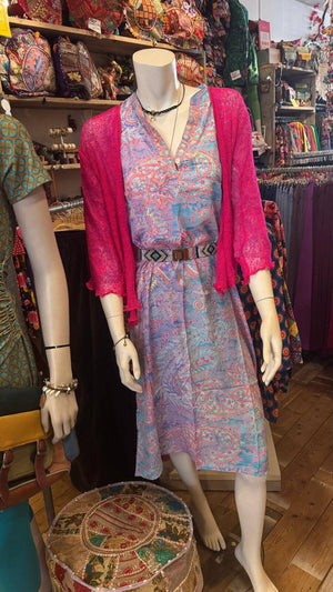 Retro tuniek- langere versie- zijdemix- lila