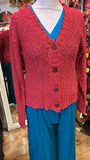 Tantaya kort vest van Tantilly- framboos- viscose cardigan Tantilly 