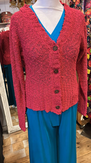 Tantaya kort vest van Tantilly- framboos- viscose