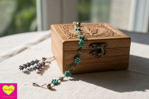 Handmade macrame bracelets - blue flower