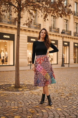 Pre order- patchwork wikkelrok- katoen - Happiness in a skirt