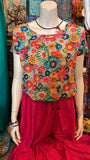 Balloon Top - voorjaarsbloemen wit- viscose shirt Tantilly 