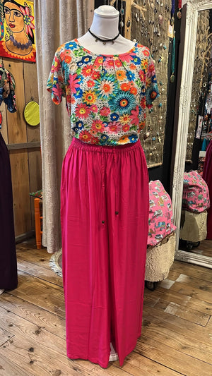 Balloon Top - voorjaarsbloemen wit- viscose