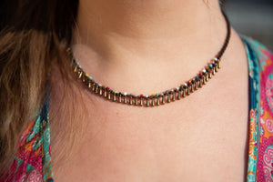 Handgemaakte macrame ketting- boho vibes - brass messing