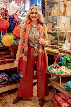 Shanila embroidery handmade scarf -rusty love Scarves Tantilly 