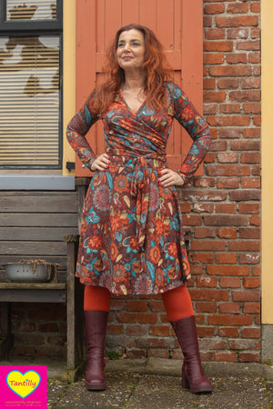 Florencia jurk - lange mouwen - retro galaxy red