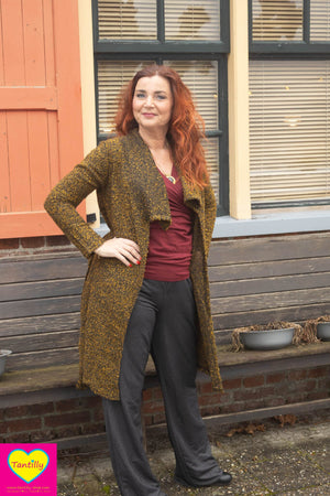 New long cardigan - okergeel - een fijn vest!