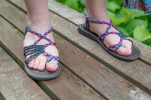 Handgemaakte sandalen/ slippers- comfortabel- summer purple power