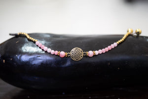 Handmade macrame bracelets - flower of life roze quartz