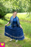 Bohemian katoenen maxi rok - blauw skirt Tantilly 