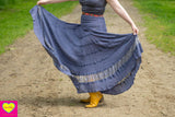 Bohemian katoenen maxi rok - grijs- LAST ONE skirt Tantilly 
