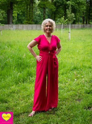 Anastasia jumpsuit - effen knalroze- rayon