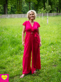 Anastasia jumpsuit - effen knalroze- rayon Made by tantilly tantilly 