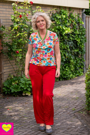 Balloon Top - voorjaarsbloemen wit- viscose