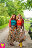 Zijden rok - Pistacho - twee prints gemixt- wikkelrok skirt Tantilly 