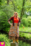 Zijden rok - Pistacho - twee prints gemixt- wikkelrok skirt Tantilly 