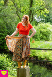 Zijden rok - Pistacho - twee prints gemixt- wikkelrok skirt Tantilly 