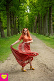 Bohemian katoenen maxi rok - roestoranje skirt Tantilly 