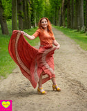 Bohemian katoenen maxi rok - roestoranje skirt Tantilly 