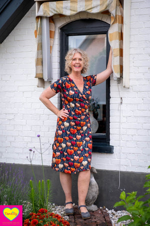 Zoe raya jurk -korte mouwen  - viscose- retro heart