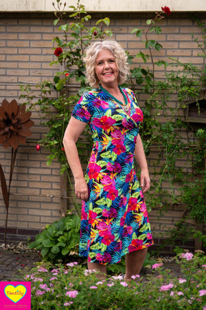 Zoe raya jurk -korte mouwen  - viscose- Cartegena