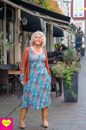 Sofia trumpet jurk - viscose - retro zeewier