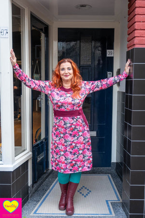 Peggy jurk  - vrolijke jurk met zakken - retro roza