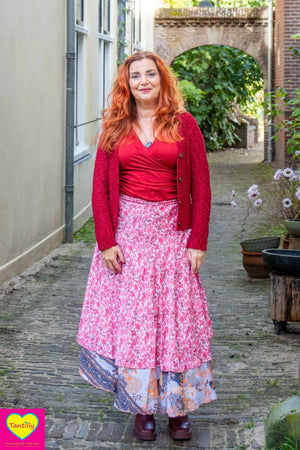 Tantaya kort vest van Tantilly- framboos- viscose