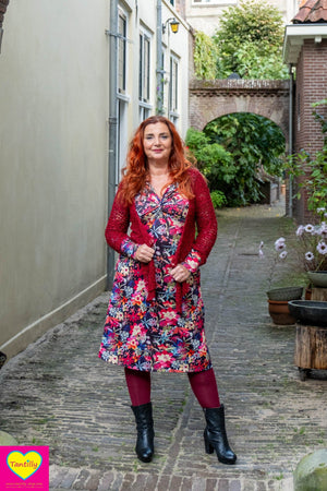 Natasja jurk- vrolijk najaar retro style- rubi bloem