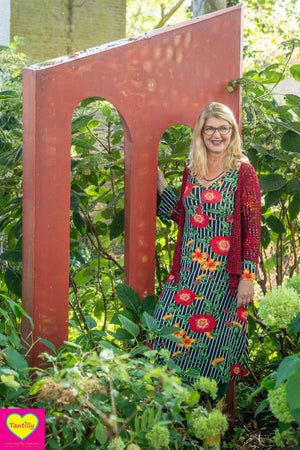 Sofia trumpet jurk - viscose - klassieke streep
