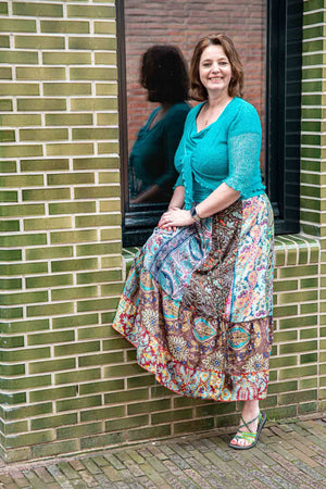 Silkmix handmade boho skirt- patchwork design- luca
