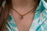 Handgemaakte macrame ketting- maan en edelsteen - brass messing jewelry Tantilly 