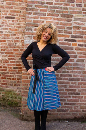 Wrap Top - katoen- zwart- wijdere versie