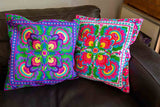 Pillow cover embroidery - cotton - happy flowers rainbow gift Tantilly 