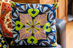 Pillow cover embroidery - cotton - laura black / dark blue/ set gift Tantilly 